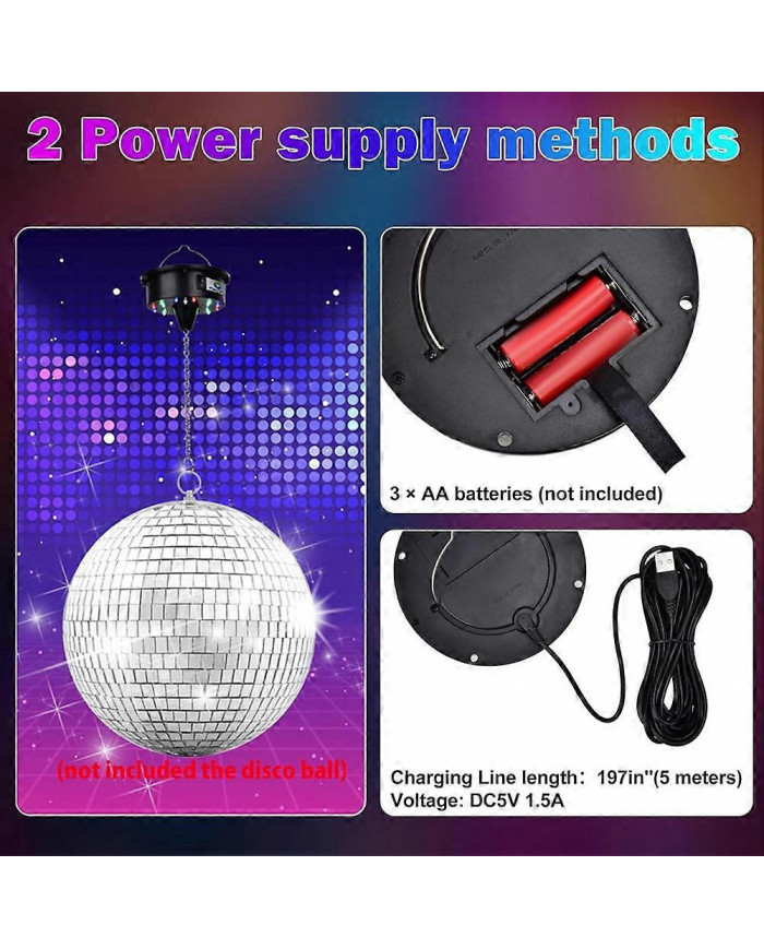 Lumières rotatives du moteur de boule disco avec télécommande, 18 LED pour 12, 16, 20, 24 pouces Mirror Ball [...]