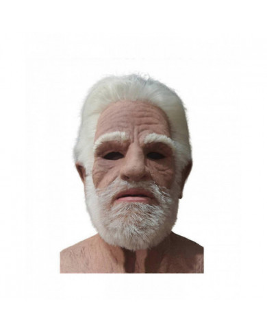 Old Man Face Cover Latex Masque réaliste, Halloween Creepy Wrinkle Old Person Mask Adult Fancy Dress Costume
