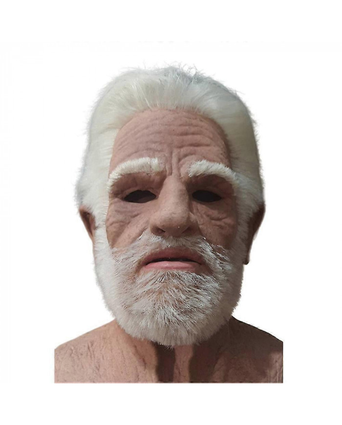 Old Man Face Cover Latex Masque réaliste, Halloween Creepy Wrinkle Old Person Mask Adult Fancy Dress Costume