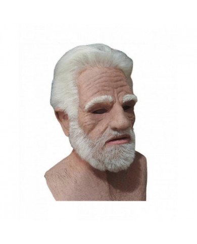 Old Man Face Cover Latex Masque réaliste, Halloween Creepy Wrinkle Old Person Mask Adult Fancy Dress Costume
