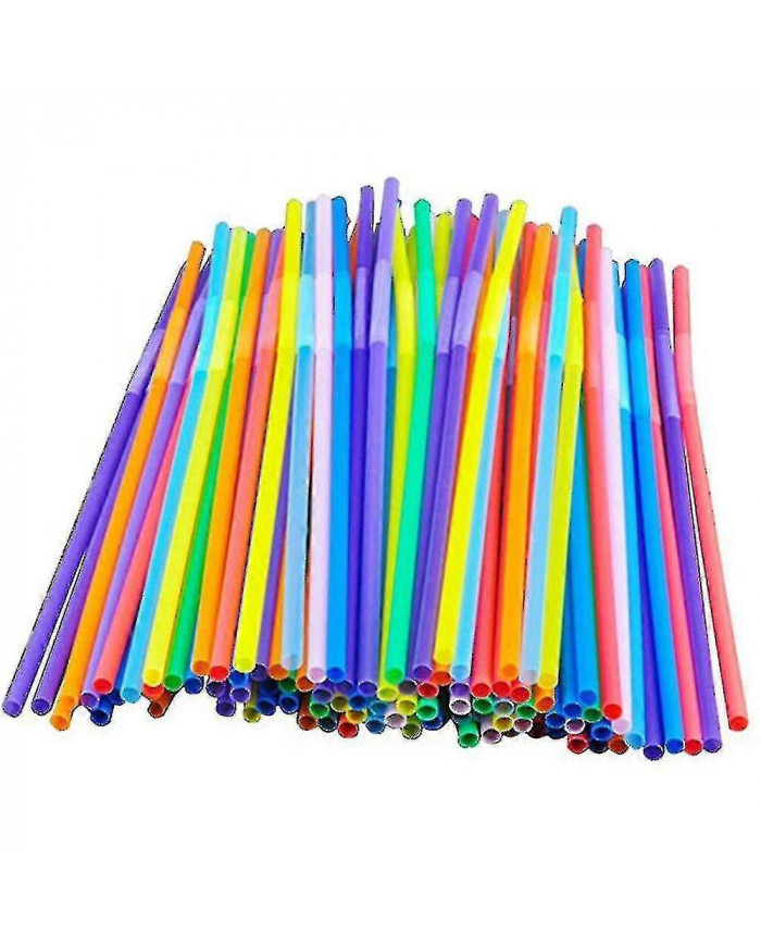 1000x Pailles en plastique Bendy Pailles colorées Anniversaire Mariage Fête d’été Boisson