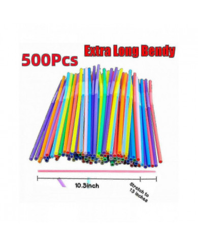 1000x Pailles en plastique Bendy Pailles colorées Anniversaire Mariage Fête d’été Boisson