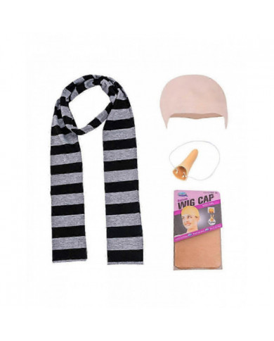 Moi, moche et méchant Gru 4Pcs Cosplay Costume Accessoires Adultes Halloween Fête Noir Gris Rayé Écharpe Faux Nez [...]