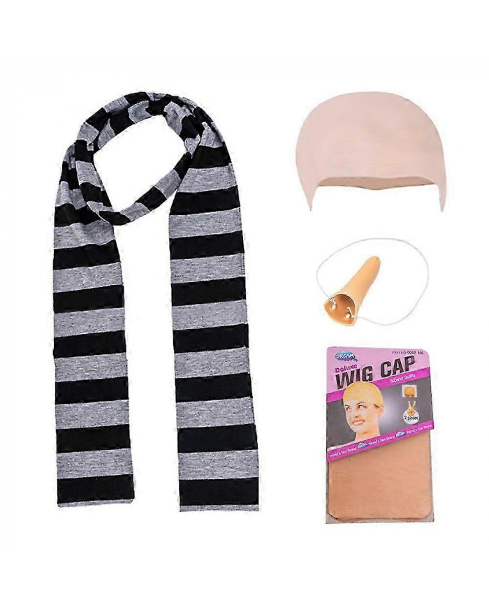 Moi, moche et méchant Gru 4Pcs Cosplay Costume Accessoires Adultes Halloween Fête Noir Gris Rayé Écharpe Faux Nez [...]