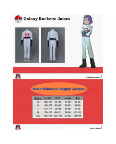 Cosplay Galaxy Rockets James Jessie Pullover Pantalon Jupe Gants Bas Ensemble Complet Jeu Costume Unisexe Adultes