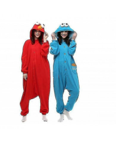 Adult Sesame Street Cookie Costume Pajamas Outfit -bc