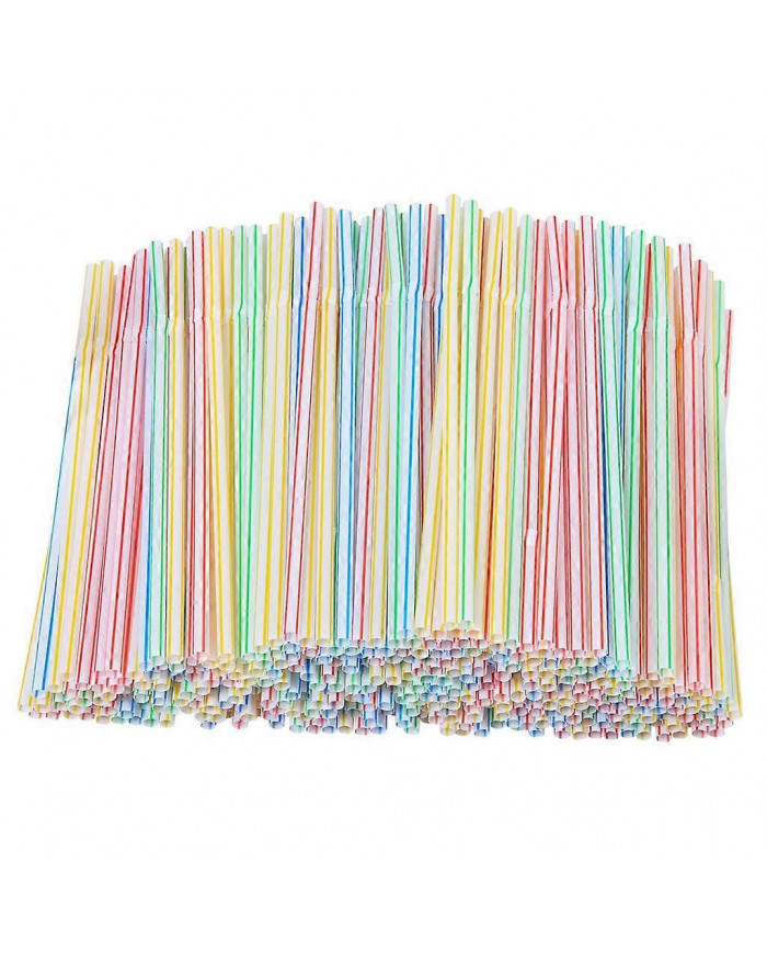 300 pièces pailles en plastique 8 pouces de long multicolore rayé lit