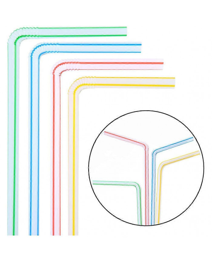 300 pièces pailles en plastique 8 pouces de long multicolore rayé lit