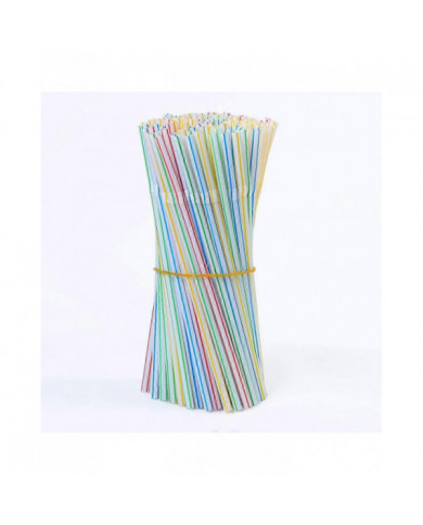 300 pièces pailles en plastique 8 pouces de long multicolore rayé lit