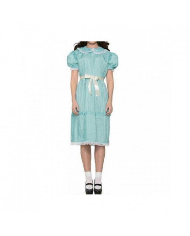 Robes pour femmes Halloween Costume Dames des années 80 Creepy Sister The Shining Twins Costume Puff Sleeve Blue Dress