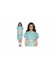 Robes pour femmes Halloween Costume Dames des années 80 Creepy Sister The Shining Twins Costume Puff Sleeve Blue Dress