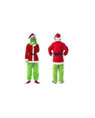 Le Grinch Costume Noël Cosplay Adulte Père Noël Costume Tenues Set + Masque