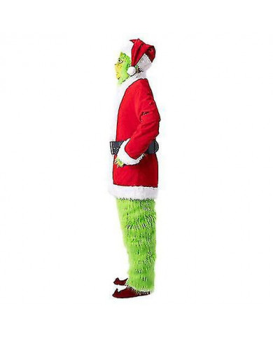 Le Grinch Costume Noël Cosplay Adulte Père Noël Costume Tenues Set + Masque
