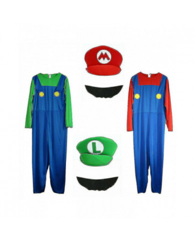 Homme adulte Super Mario et Luigi Fancy Dress Plumber Bros Halloween Costume