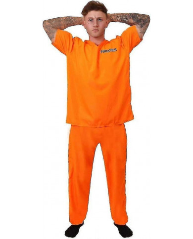 Adultes Prisonniers Condamné Orange Prisonnier Top Orange Pantalon Orange Assorti Cops Voleurs xi