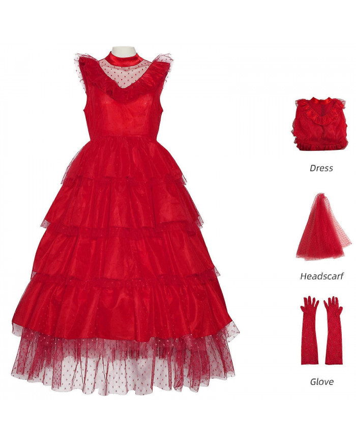 2024 Lydia Ghost Bride Cosplay Costumes Femmes Rouge Robe de mariée Gants Costume Film Cosable Cosplay Costumes [...]