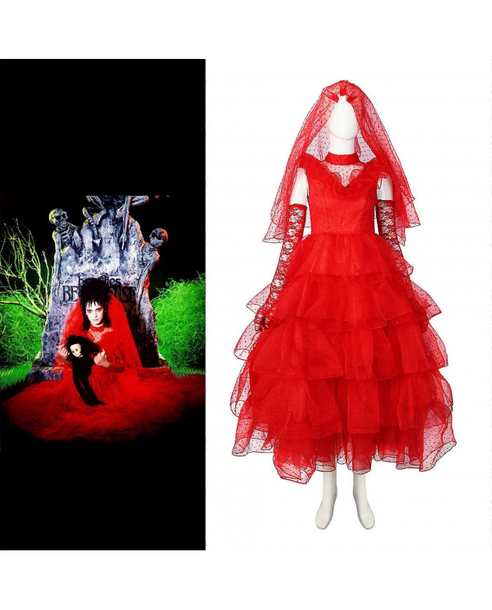 2024 Lydia Ghost Bride Cosplay Costumes Femmes Rouge Robe de mariée Gants Costume Film Cosable Cosplay Costumes [...]