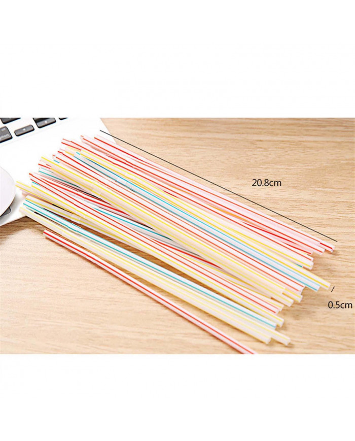 200 pièces en plastique pailles 8 pouces de long multicolore rayé lit