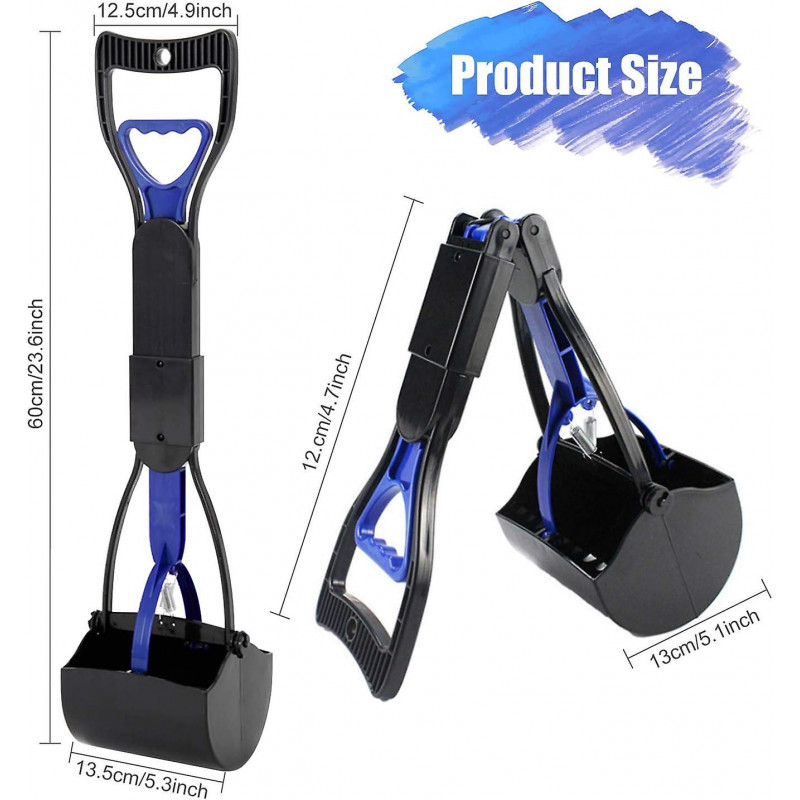 Pet Poop Shovel, Poop Scooper, 24" Inch Long Handle Solid Serrated Clamp Cleaning Pickup Crday Gift