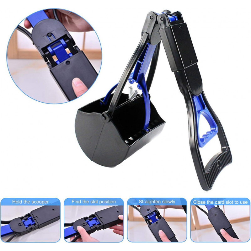 Pet Poop Shovel, Poop Scooper, 24" Inch Long Handle Solid Serrated Clamp Cleaning Pickup Crday Gift