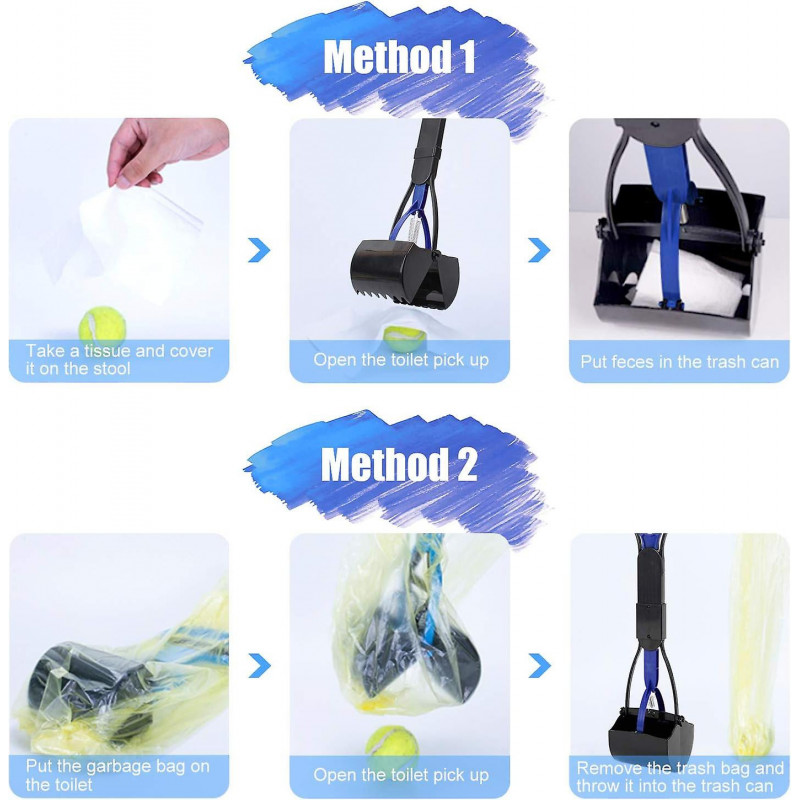 Pet Poop Shovel, Poop Scooper, 24" Inch Long Handle Solid Serrated Clamp Cleaning Pickup Crday Gift