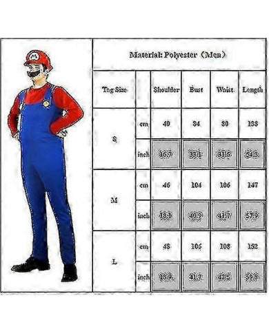 Homme Adulte Super Mario Et Luigi Déguisement Plombier Bros Halloween Costume-e
