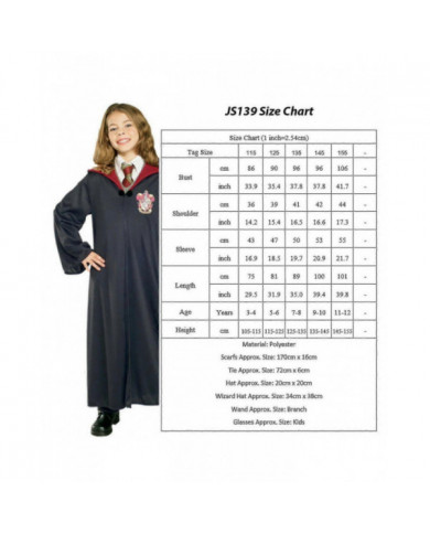 Harry Potter 6pc Ensemble Magic Wizard Cosplay Fancy Dress Cape Cloak Costume