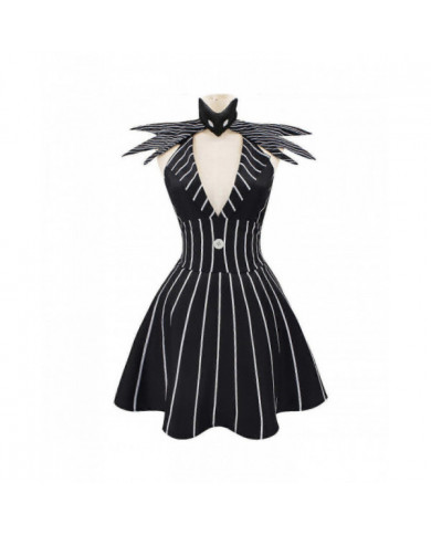 Halloween Jack Skellington Cosplay Costume Noir Robe pour Femmes Tenues Halloween Costumes Cosplay Rôle Play Party