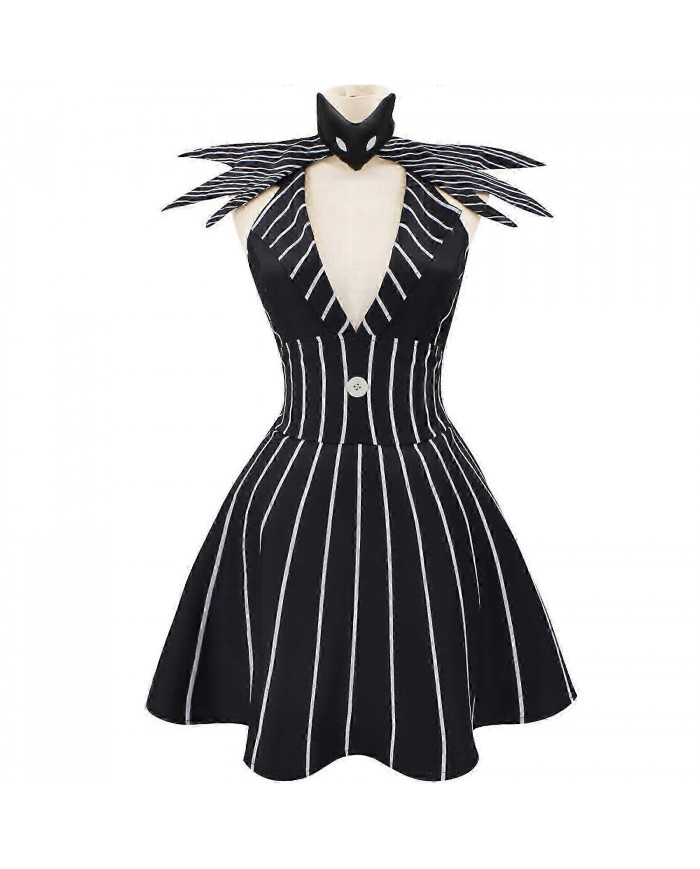 Halloween Jack Skellington Cosplay Costume Noir Robe pour Femmes Tenues Halloween Costumes Cosplay Rôle Play Party