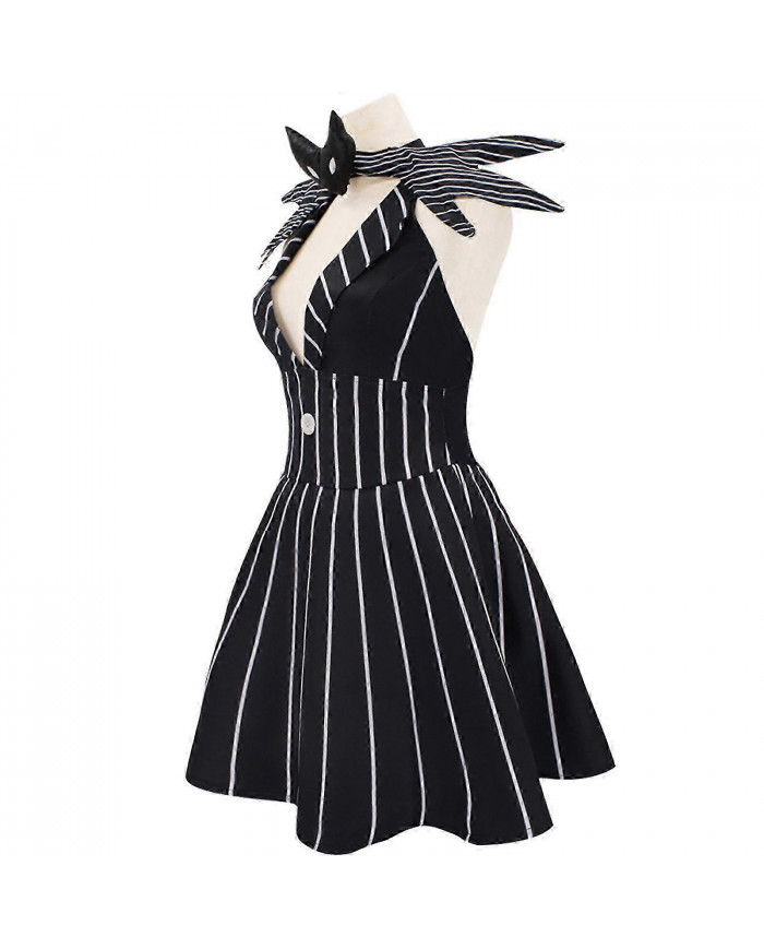 Halloween Jack Skellington Cosplay Costume Noir Robe pour Femmes Tenues Halloween Costumes Cosplay Rôle Play Party