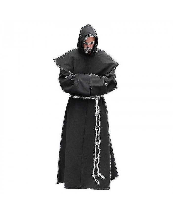 S-5xl Renaissance Moine Clergé Habit Scapulaire Frère Costume Religieux Robe Saint Robe Hommes Prêtre Capuche [...]