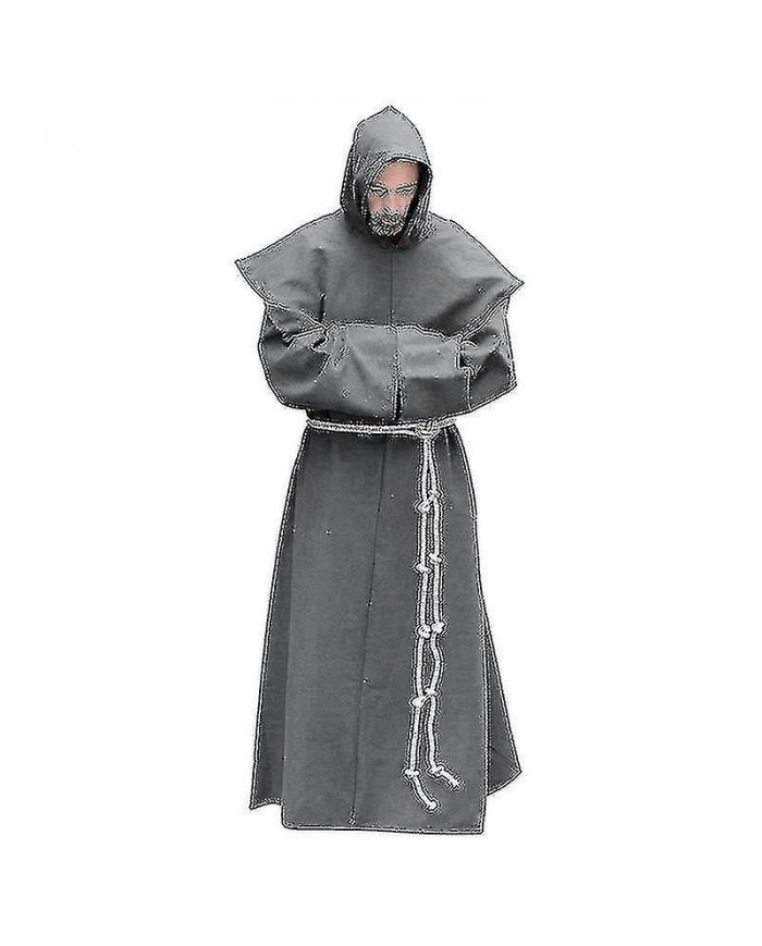 S-5xl Renaissance Moine Clergé Habit Scapulaire Frère Costume Religieux Robe Saint Robe Hommes Prêtre Capuche [...]
