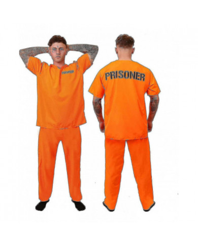 Adultes Prisonniers Condamné Orange Prisonnier Haut Pantalon Orange assorti Flics Voleurs