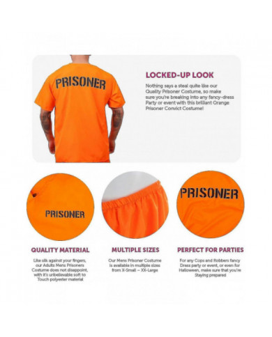 Adultes Prisonniers Condamné Orange Prisonnier Haut Pantalon Orange assorti Flics Voleurs