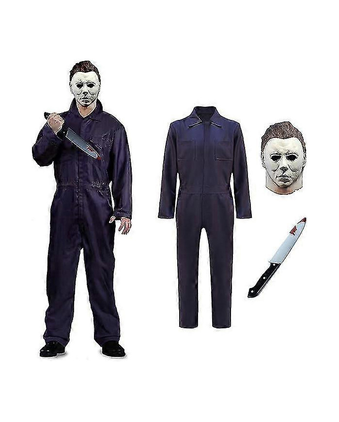 Michael Myers Costume Avec Couteau De Sang Halloween Cosplay Masque Michael Myers Combinaison Pour Adulte - JA