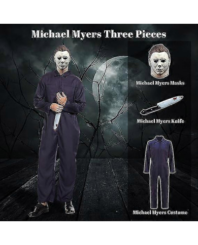 Michael Myers Costume Avec Couteau De Sang Halloween Cosplay Masque Michael Myers Combinaison Pour Adulte - JA