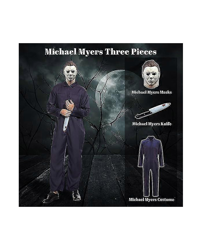 Michael Myers Costume Avec Couteau De Sang Halloween Cosplay Masque Michael Myers Combinaison Pour Adulte - JA