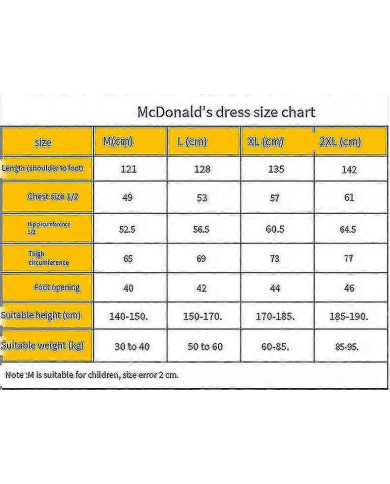 Mcdonald's Cosplay Costume Halloween Carnaval Adulte