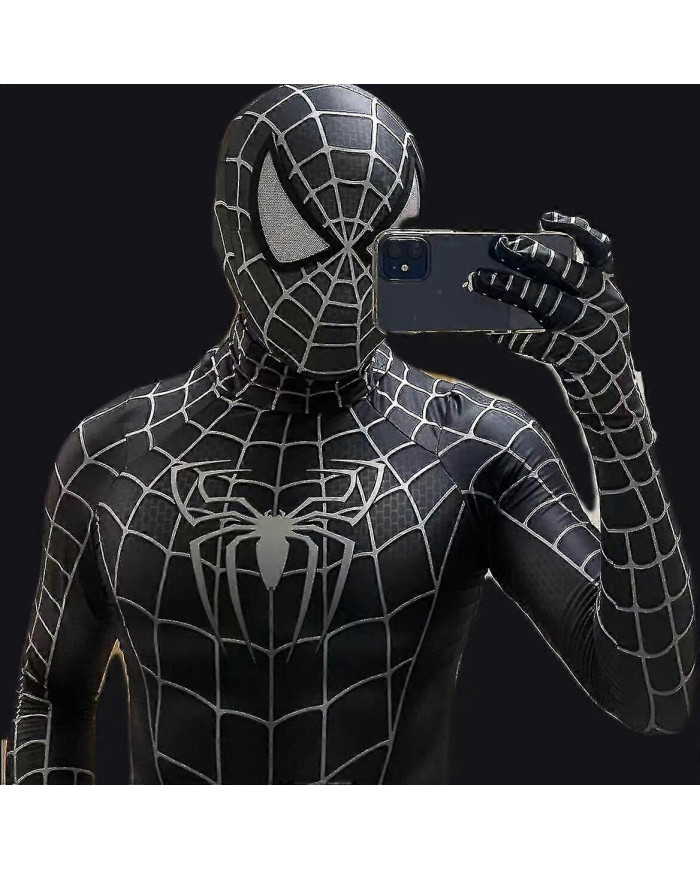 Halloween Homme Noir Remy Spiderman Cosplay Costume Venom Symbiote Remy Suit Body Adulte