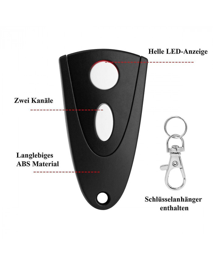 Ouvre-porte de garage 433Mhz pour Tormatic Novotron 502 MAX43-2 / 512 MIX43-2 Télécommande Pack de 2 (clé blanche)