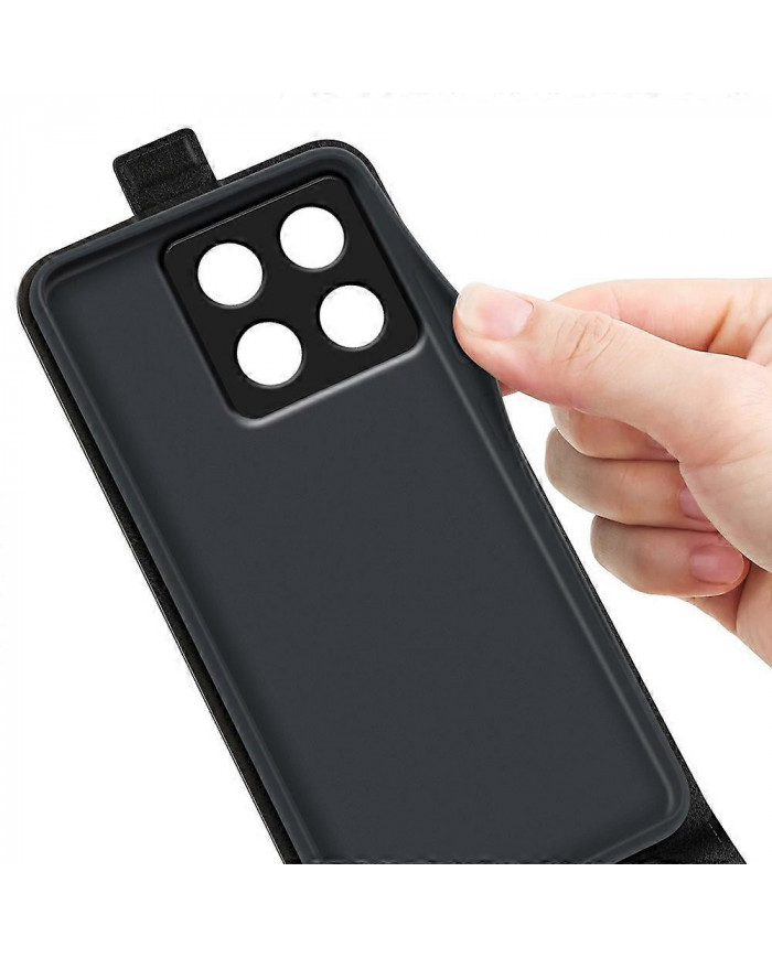 Pour Xiaomi 14T Pro Case avec fentes pour cartes Couvercle de téléphone en cuir à rabat vertical - Noir