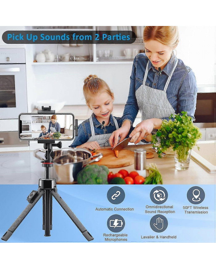 2024 Microphone cravate sans fil professionnel Pack de 2 Enregistrement cristallin à suppression du bruit avec [...]