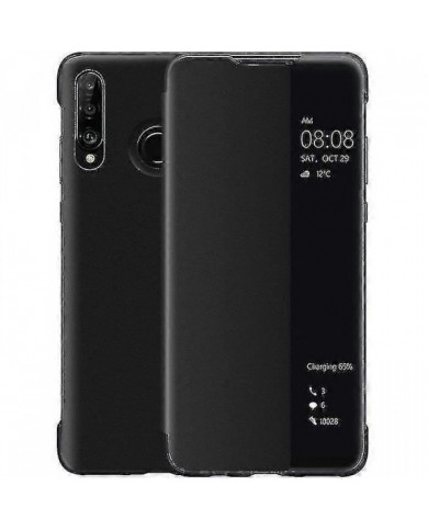 Coque Huawei P30 Lite, étui à rabat en cuir Smart View, [Mode d’économie d’énergie] [Protection complète] (p30lite, bla
