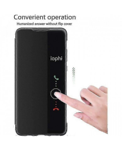 Coque Huawei P30 Lite, étui à rabat en cuir Smart View, [Mode d’économie d’énergie] [Protection complète] (p30lite, bla