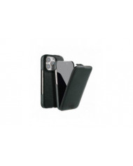 MELKCO Pour iPhone 16 Pro Étui Magnétique Vertical Flip Cuir de Vache Véritable + Couverture Antichoc PC - Vert
