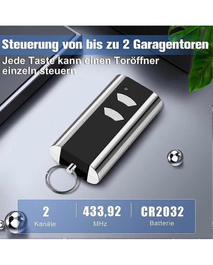 Lot de 2 Télécommande de Remplacement de Porte de Garage pour RCU 433-2K, 433.92 MHz Ouvre-Garage Émetteur Portatif