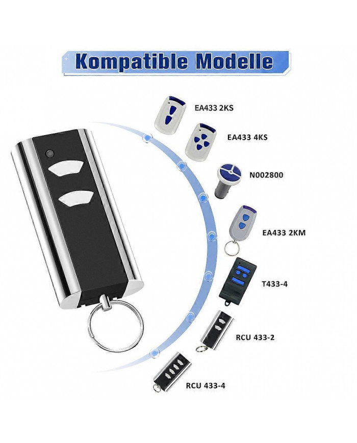 Lot de 2 Télécommande de Remplacement de Porte de Garage pour RCU 433-2K, 433.92 MHz Ouvre-Garage Émetteur Portatif