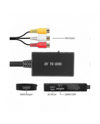 Convertisseur Rca vers HDMI, composite pour prendre en charge 1080p Pal