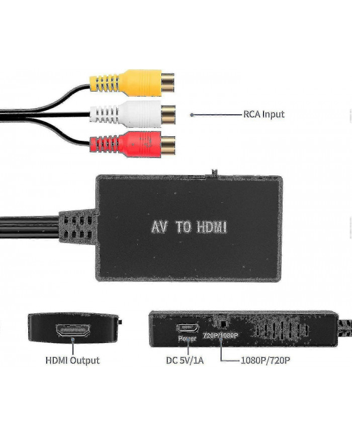 Convertisseur Rca vers HDMI, composite pour prendre en charge 1080p Pal