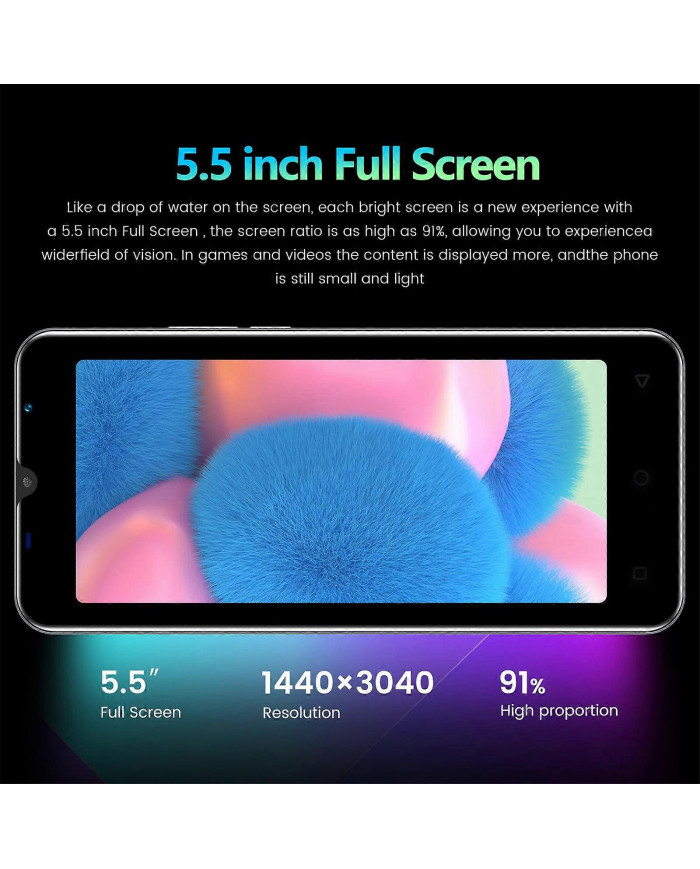 Électronique 5.5 Pouces android 13 Téléphone Intelligent 16Gb Sim Veille 3200Mah Réseau Téléphone Mobile